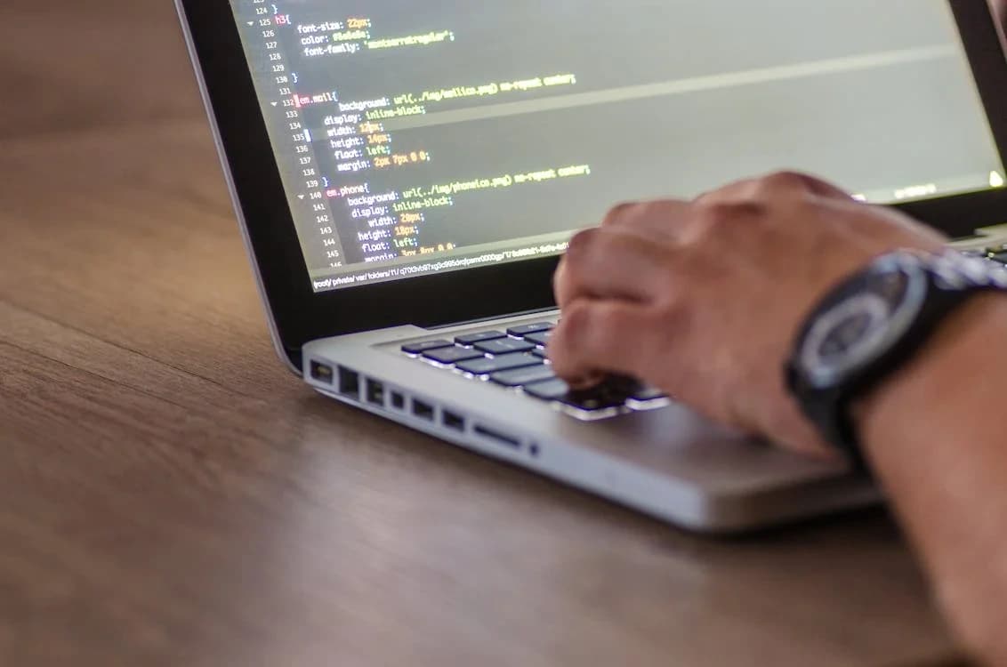 Code on a laptop