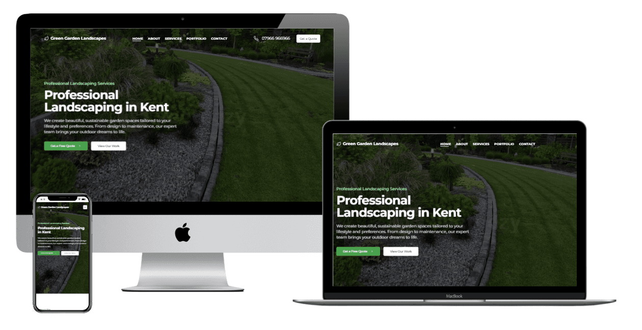 Package website of landscaping business