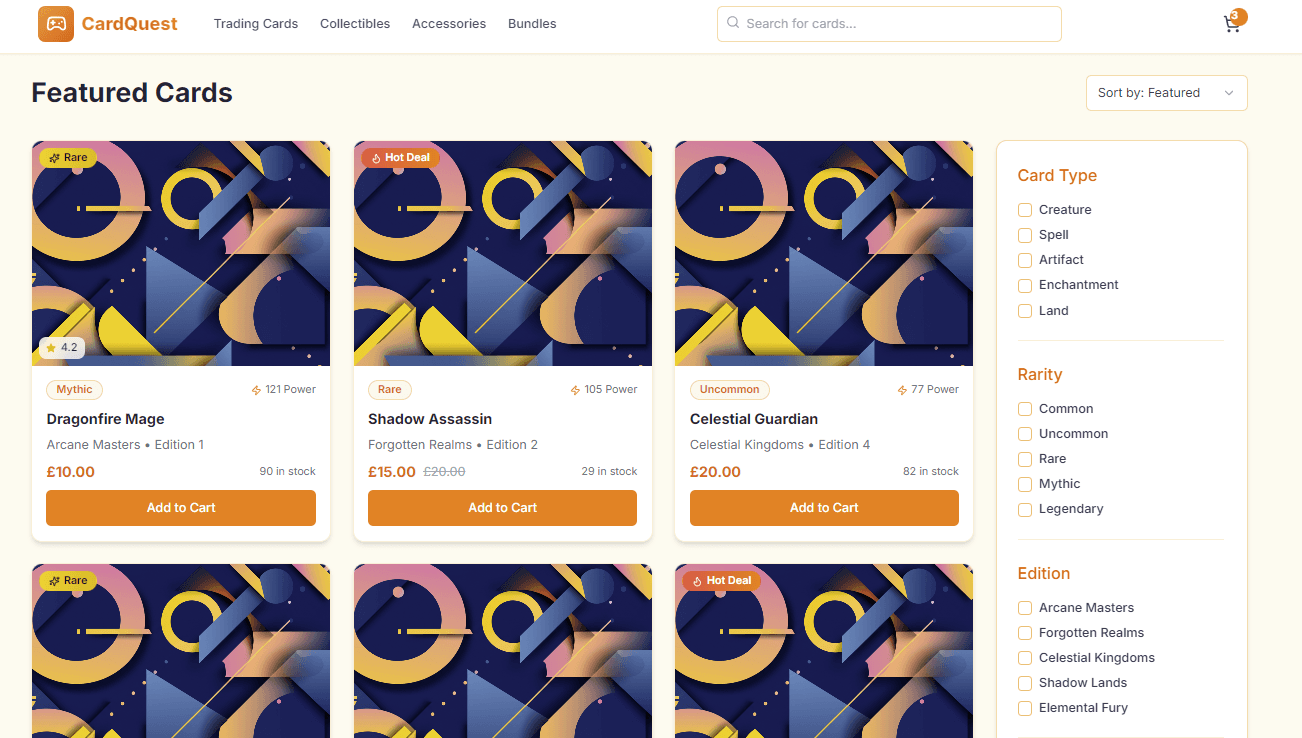 E-commerce dashboard example
